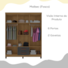 Guarda Roupa Casal 6P 2G Moden 150 cm 3562 Malbec INCP