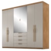 Guarda Roupa Casal 6P 4G Com Espelho 262 cm Giardino Amendola Nude Prime Demobile