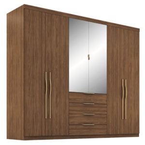 Guarda Roupa Casal 6P 4G Com Espelho 262 cm Giardino Nogueira Demobile