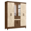 Guarda Roupa Casal 6P Espelho 165 cm Portugal Castanho Wood Avela Wood Moval