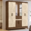 Guarda Roupa Casal 6P Espelho 165 cm Portugal Castanho Wood Avela Wood Moval