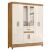 Guarda Roupa Casal 6P Espelho 165 cm Portugal Freijo Off White Moval