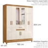 Guarda Roupa Casal 6P Espelho 165 cm Portugal Freijo Off White Moval
