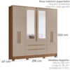 Guarda Roupa Casal 6P Espelho 216 cm San Francisco Carvalho Fendi Moval