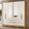 Guarda Roupa Casal 6P Espelho 216 cm San Francisco Moval Freijo Off White