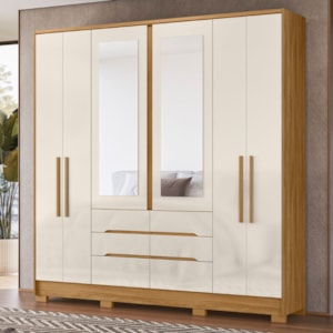 Guarda Roupa Casal 6P Espelho 216 cm San Francisco Moval Freijo Off White