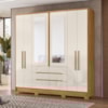 Guarda Roupa Casal 6P Espelho 216 cm San Francisco Moval Freijo Off White