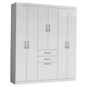 Guarda Roupa Casal 7 Portas 156 cm Cancun Branco ARMoveis Guarda Roupa Casal 7 Portas 156 cm Cancun Branco ARMoveis