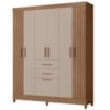 Guarda Roupa Casal 7P 165 cm Malta Carvalho Fendi Friso Moval