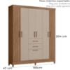 Guarda Roupa Casal 7P 165 cm Malta Carvalho Fendi Friso Moval