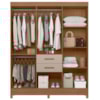Guarda Roupa Casal 7P 165 cm Malta Carvalho Fendi Friso Moval
