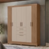 Guarda Roupa Casal 7P 165 cm Malta Carvalho Fendi Friso Moval