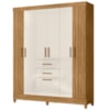 Guarda Roupa Casal 7P 165 cm Malta Freijo Off White Friso Moval