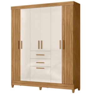 Guarda Roupa Casal 7P 165 cm Malta Freijo Off White Friso Moval