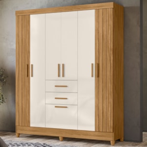 Guarda Roupa Casal 7P 165 cm Malta Freijo Off White Friso Moval