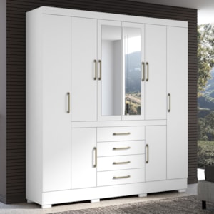 Guarda Roupa Casal 8 Portas 201 cm Napole Branco ARMoveis
