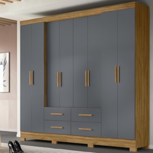 Guarda Roupa Casal 8 Portas 9410 Freijo Cinza Moval