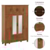 Guarda Roupa Casal 8 Portas Com Espelho 157 cm Madeira Macica Taeda 1144C Castanho Festra