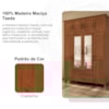 Guarda Roupa Casal 8 Portas Com Espelho 157 cm Madeira Macica Taeda 1144C Castanho Festra