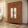 Guarda Roupa Casal 8 Portas Com Espelho 157 cm Madeira Macica Taeda 1144C Castanho Festra