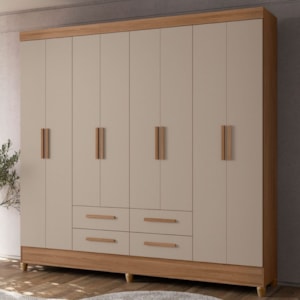 Guarda Roupa Casal 8P 204 cm Florida Carvalho Fendi Moval