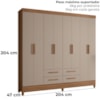 Guarda Roupa Casal 8P 204 cm Florida Carvalho Fendi Moval
