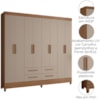Guarda Roupa Casal 8P 204 cm Florida Carvalho Fendi Moval