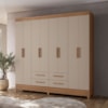 Guarda Roupa Casal 8P 204 cm Florida Carvalho Fendi Moval