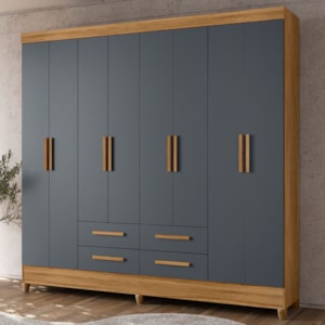 Guarda Roupa Casal 8P 204 cm Florida Freijo Cinza Moval