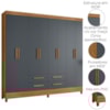 Guarda Roupa Casal 8P 204 cm Florida Freijo Cinza Moval