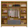 Guarda Roupa Casal 8P 204 cm Florida Freijo Cinza Moval