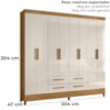 Guarda Roupa Casal 8P 204 cm Florida Freijo Off White Moval