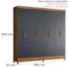 Guarda Roupa Casal 8P 204 cm Marajo Freijo Cinza Moval