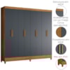 Guarda Roupa Casal 8P 204 cm Marajo Freijo Cinza Moval