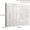 Guarda Roupa Casal 8P 236 cm Diplomata Branco Moval