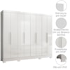 Guarda Roupa Casal 8P 236 cm Diplomata Branco Moval