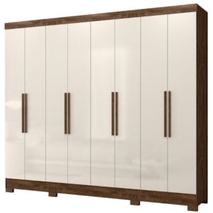 Guarda Roupa Casal 8P 236 cm Diplomata Castanho Wood Off White Moval