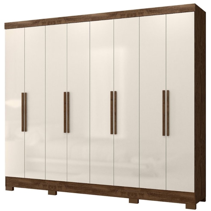 Guarda Roupa Casal 8P 236 cm Diplomata Castanho Wood Off White Moval