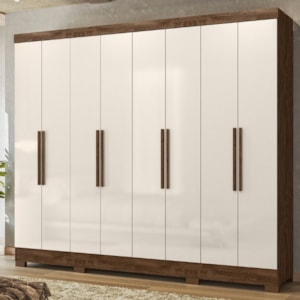 Guarda Roupa Casal 8P 236 cm Diplomata Castanho Wood Off White Moval
