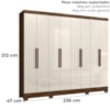 Guarda Roupa Casal 8P 236 cm Diplomata Castanho Wood Off White Moval
