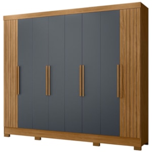 Guarda Roupa Casal 8P 236 cm Diplomata Freijo Cinza Friso Moval