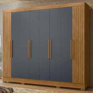 Guarda Roupa Casal 8P 236 cm Diplomata Freijo Cinza Friso Moval