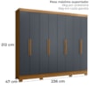 Guarda Roupa Casal 8P 236 cm Diplomata Freijo Cinza Moval