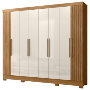 Guarda Roupa Casal 8P 236 cm Diplomata Freijo Off White Friso Moval