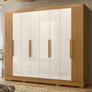 Guarda Roupa Casal 8P 236 cm Diplomata Freijo Off White Friso Moval
