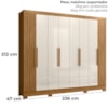 Guarda Roupa Casal 8P 236 cm Diplomata Freijo Off White Friso Moval