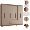 Guarda Roupa Casal 8P 237 cm San Lorenzo Carvalho Fendi Moval