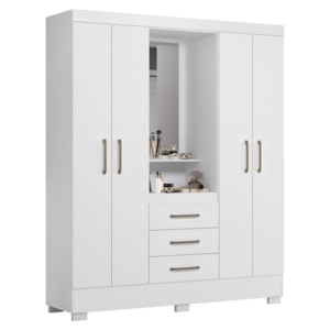 Guarda Roupa Casal Capela 4 Portas 164 cm Paris Branco Rosa Flex ARMoveis