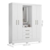 Guarda Roupa Casal Capela 4 Portas 164 cm Paris Branco Rosa Flex ARMoveis