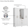 Guarda Roupa Casal Capela 4 Portas 164 cm Paris Branco Rosa Flex ARMoveis